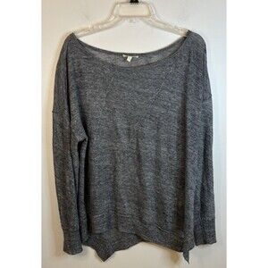 EILEEN FISHER Blue Delave Linen Lightweight Sheer Pullover Sweater XL Asymmetric